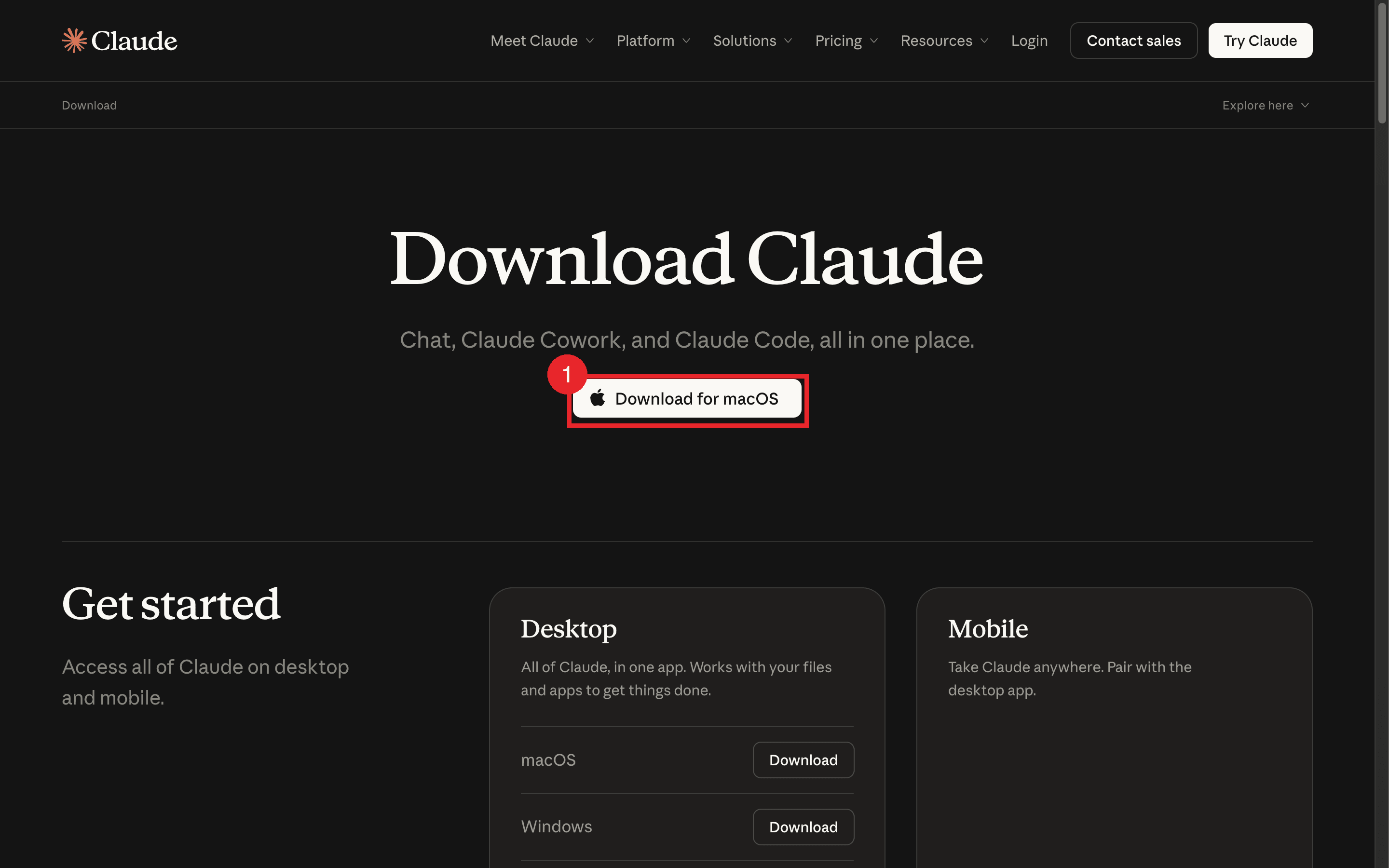 The claude.com/download page with the install button for your operating system (1) (captured August 24, 2026)